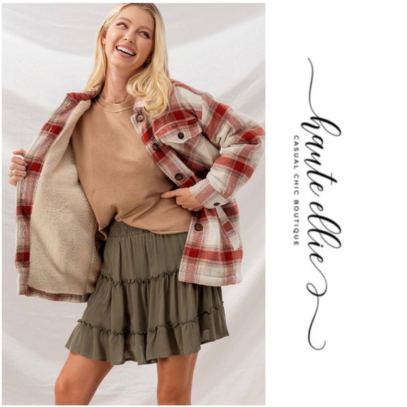 Becca-Plaid Faux Sherpa Lined Shirt Jacket - Picture 10 of 10